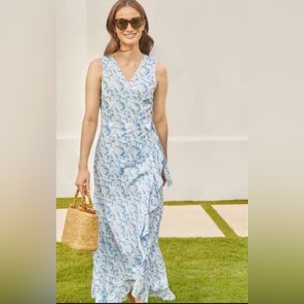 J. McLaughlin Cerise Linen Wrap Dress S